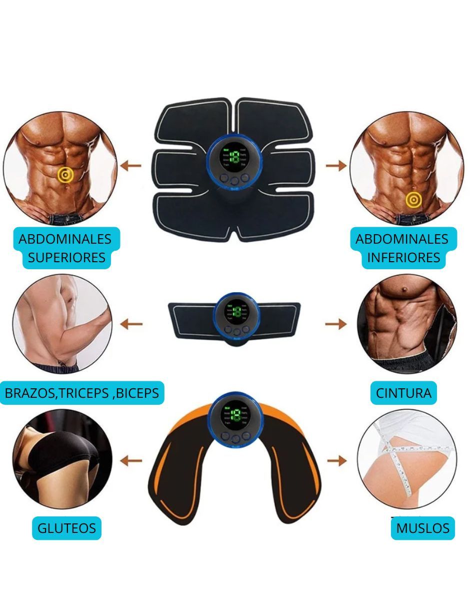Electro Estimulador Muscular Abdomen + Gluteos 2 En 1 Ems