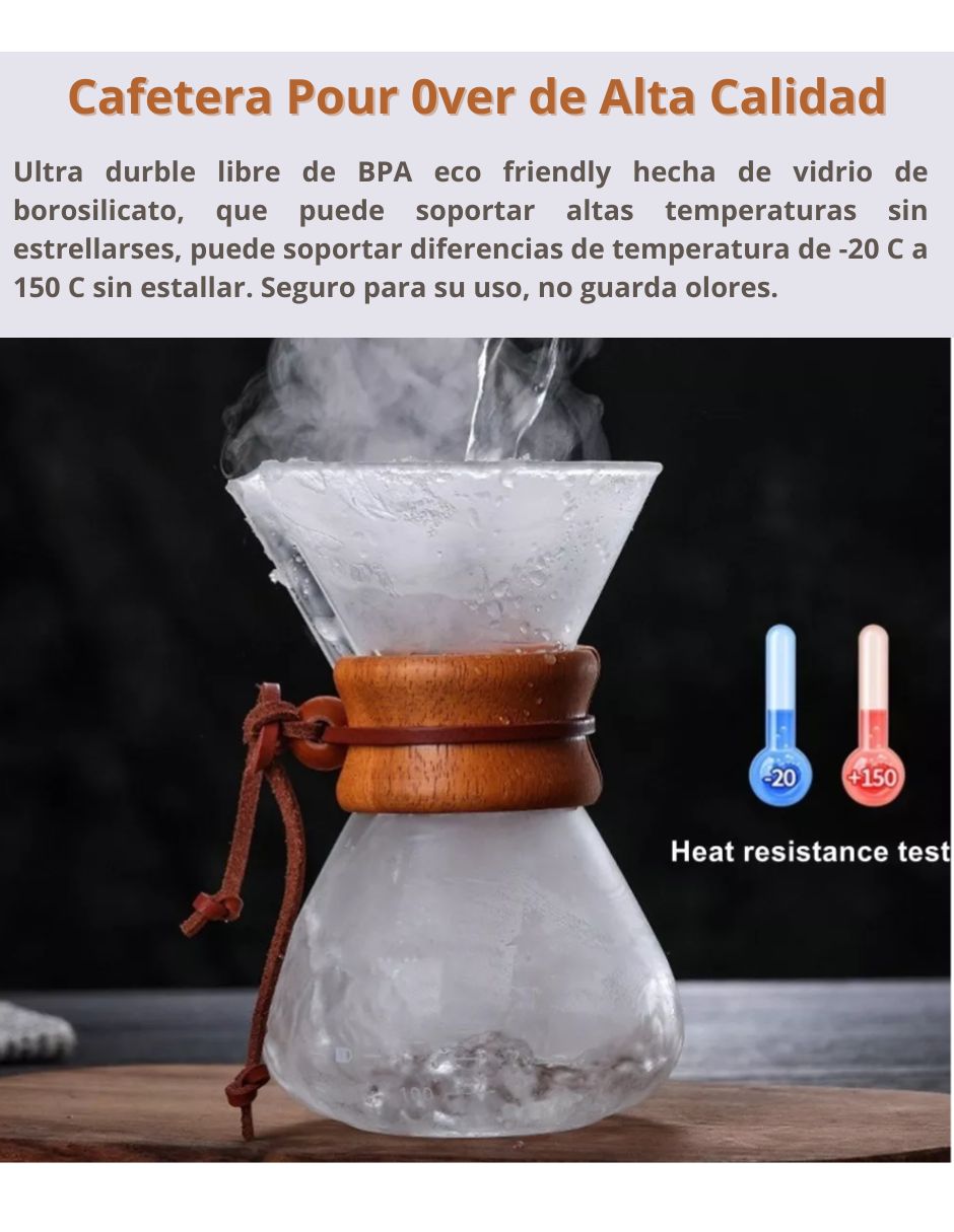 Cafetera De Vidrio Metodo De Goteo Artesanal Vintage 400ml