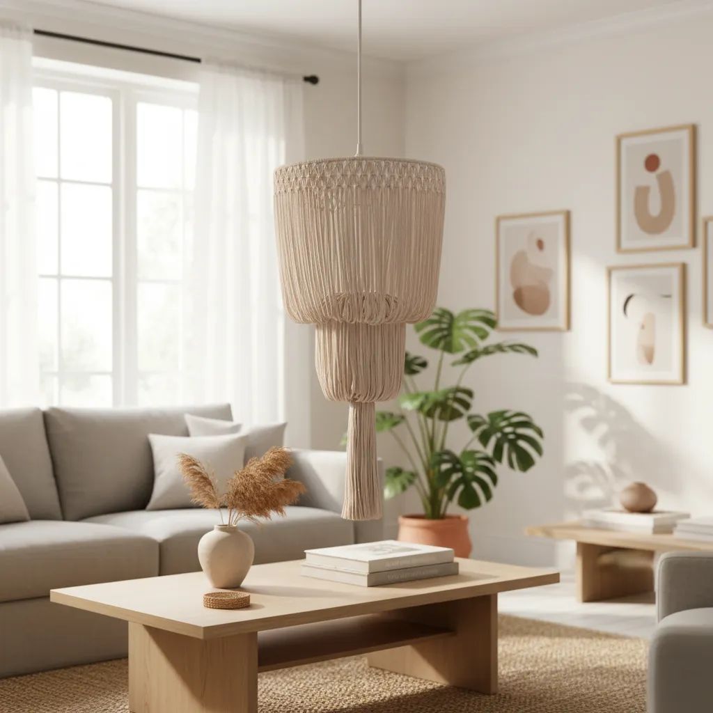 Lámpara Colgante Macramé  Bohemio Tulum Diseño Decor