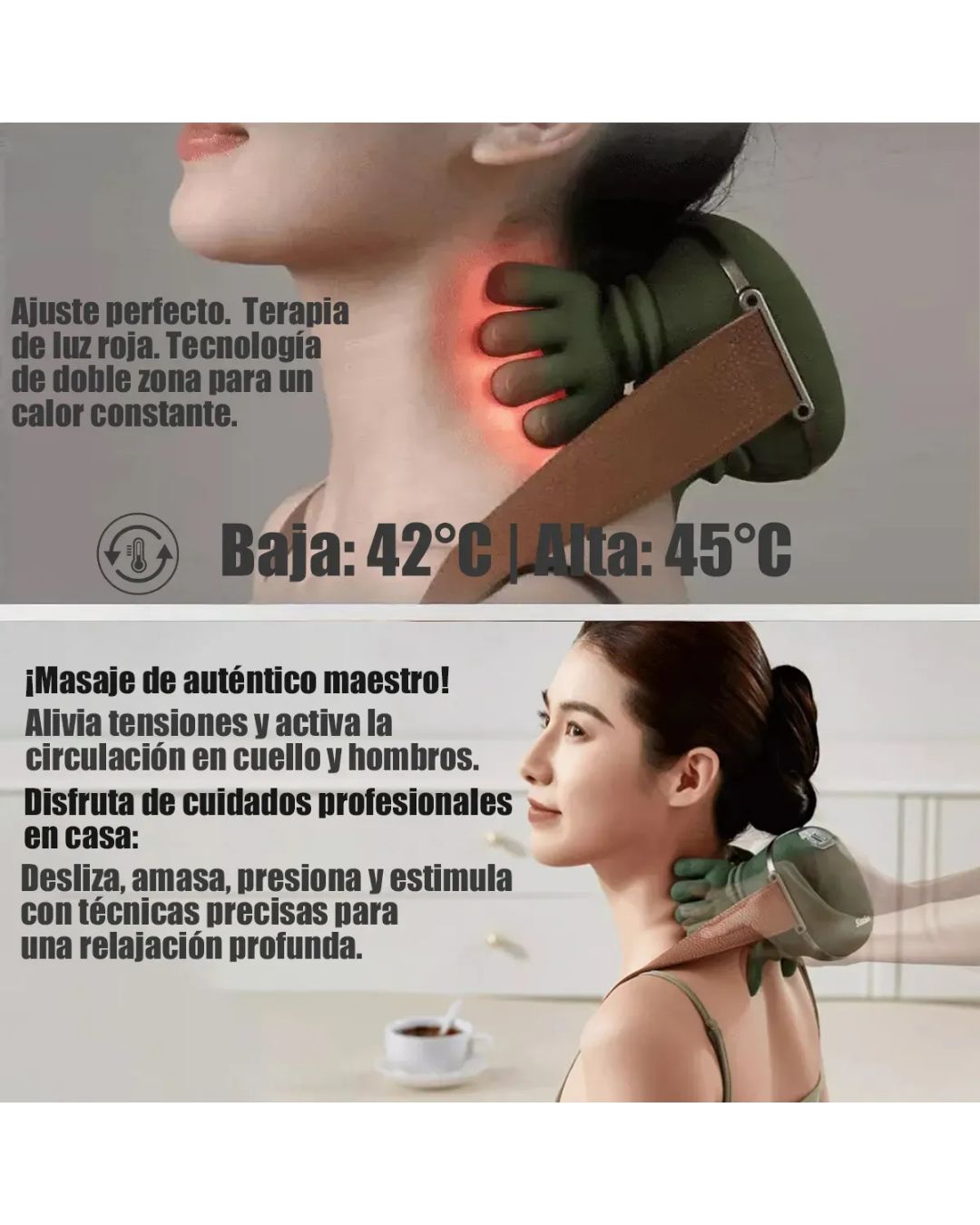 Masajeador Portátil Cuello Espalda Manos Infrarojo