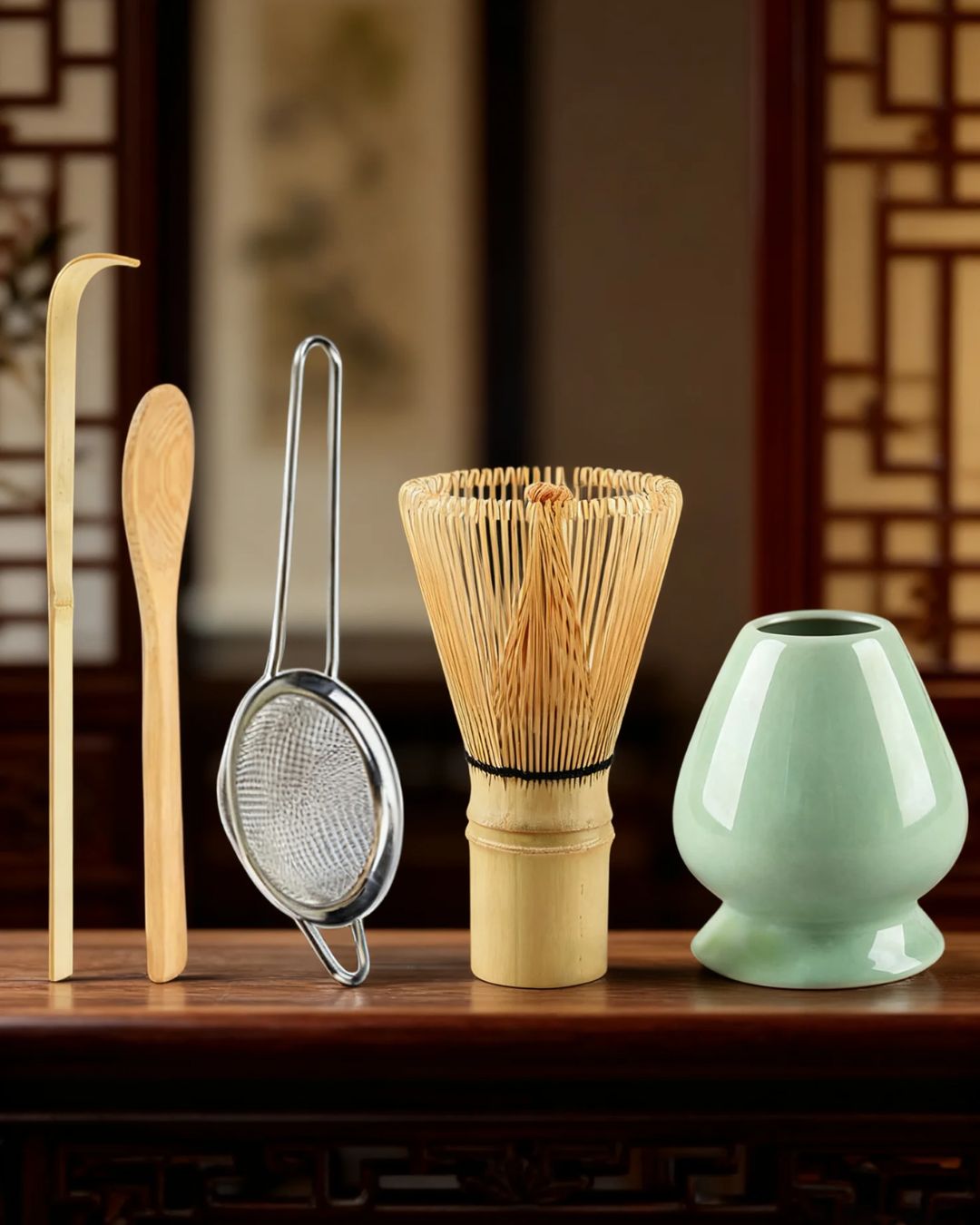 Kit Preparacion Matcha Te Verde Batidor Chasaku Bambu