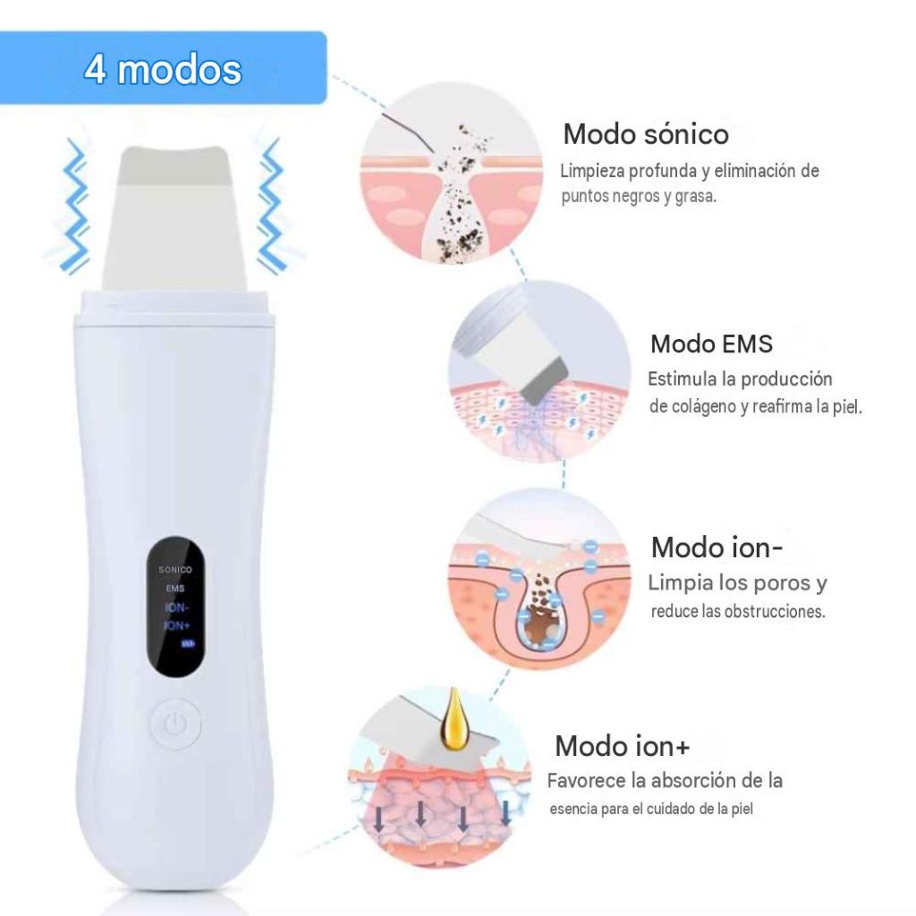 Limpiador Facial Peeling Ultrasónico Portatil Skin Scrubber