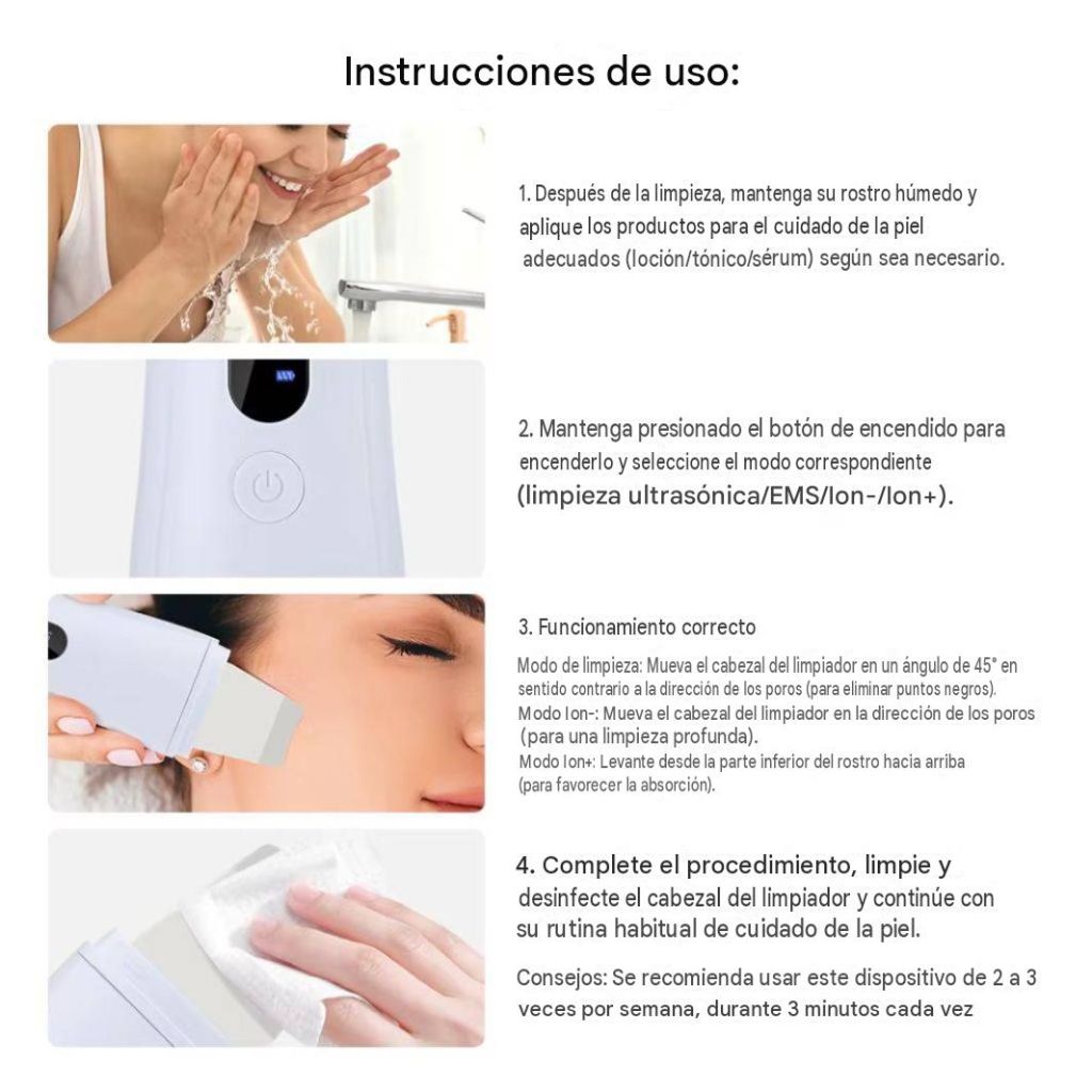 Limpiador Facial Peeling Ultrasónico Portatil Skin Scrubber